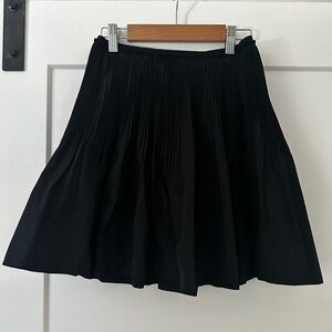 RED Valentino Black Pleated Tricotine Tech Mini Skirt